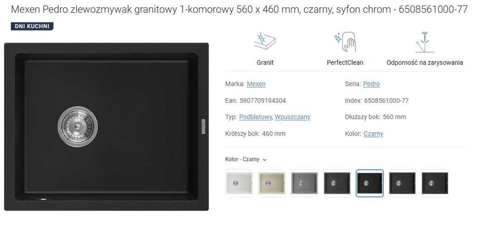 Zlewozmywak czarny granitowy
