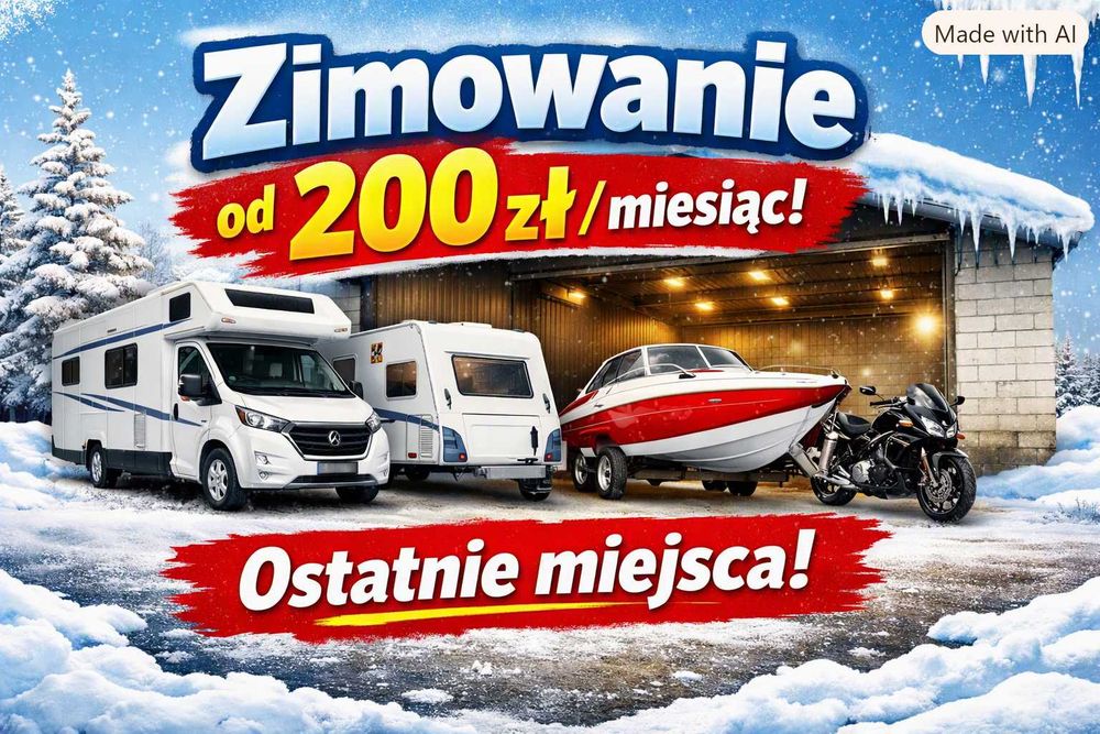 Zimowanie garażowanie przyczepy kampingowej łodzi motocykla