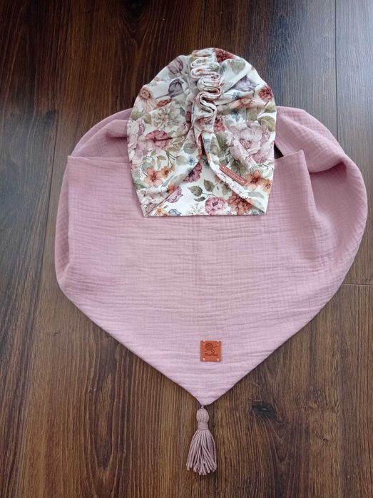 Komplet turban i chusta muślinowa, Handmade