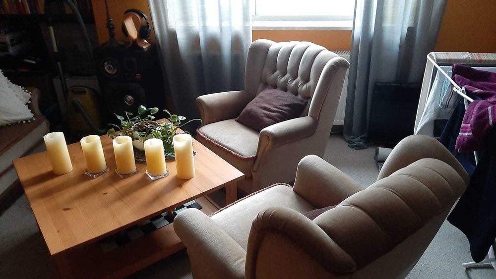 Zestaw mebli vintage, sofa + fotele