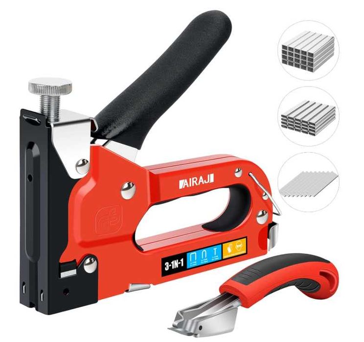 Zszywacz tapicerski 3 w 1AIRAJ, zszywki + przyrząd do usuwania zszywek
