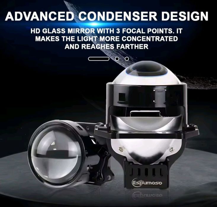 Комплект 1800грн Бі-LED лінзи в фари 2.5" / 3.0" — супер яскраві, IP68