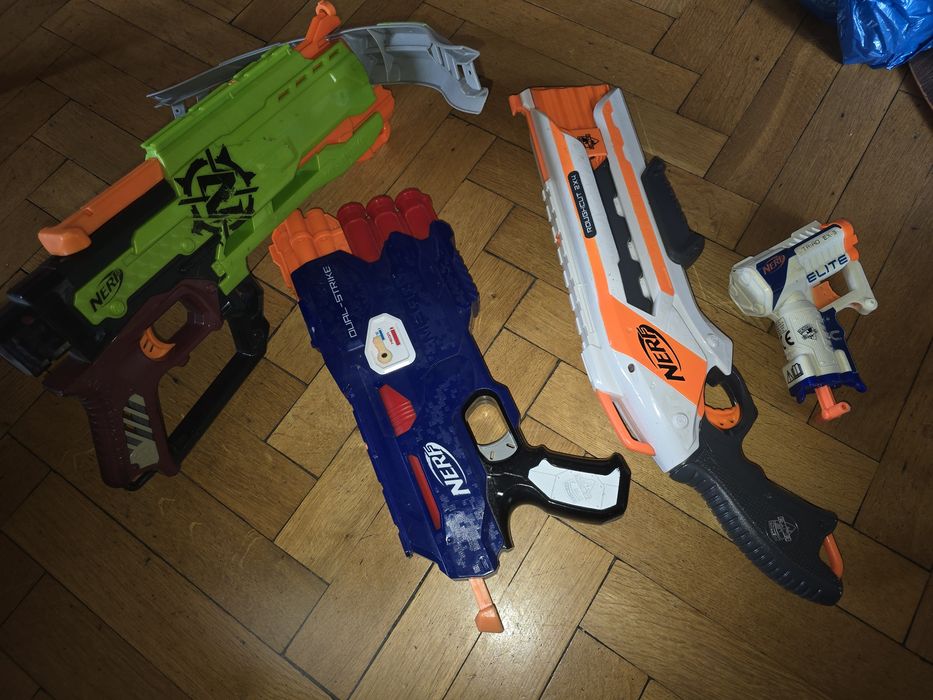 Nerf kusza, granatnik, strzelba pistolet
