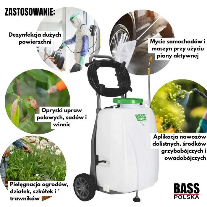 BASS POLSKA Opryskiwacz Akumulatorowy Elektryczny Wózkowy 40l BP8644