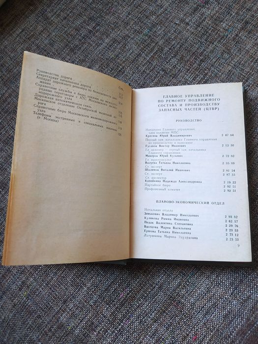 Телефонный справочник ЦТВР МПС