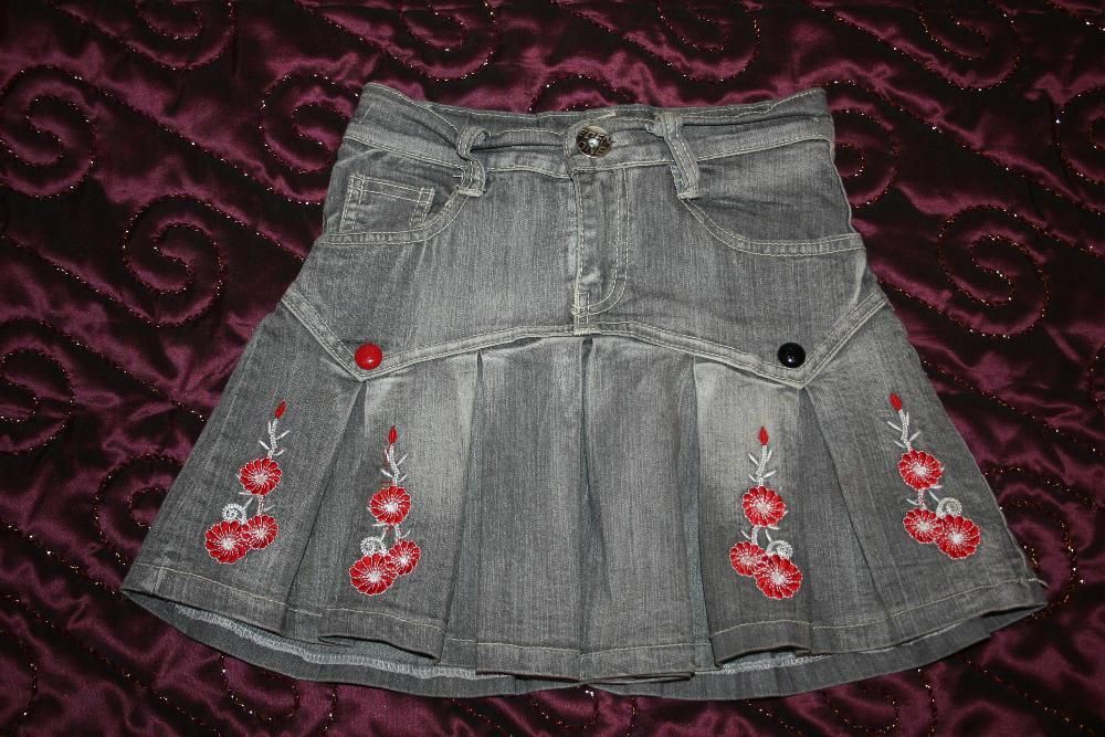 Классная коттоновая серая юбочка, рост 118 см