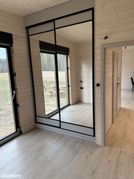 Nowoczesny dom 65m2 działka 1000m nad jeziorem przy lesie, kominek