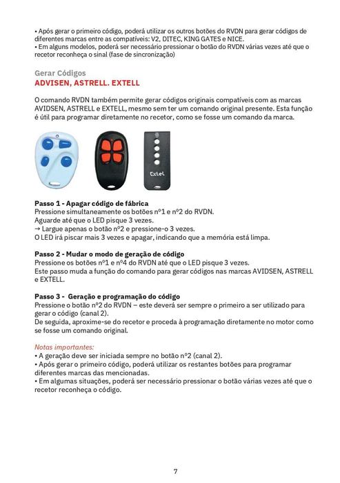 Comando garagem Clika RVDN (4 unidades ou uma a uma)444789381462773766