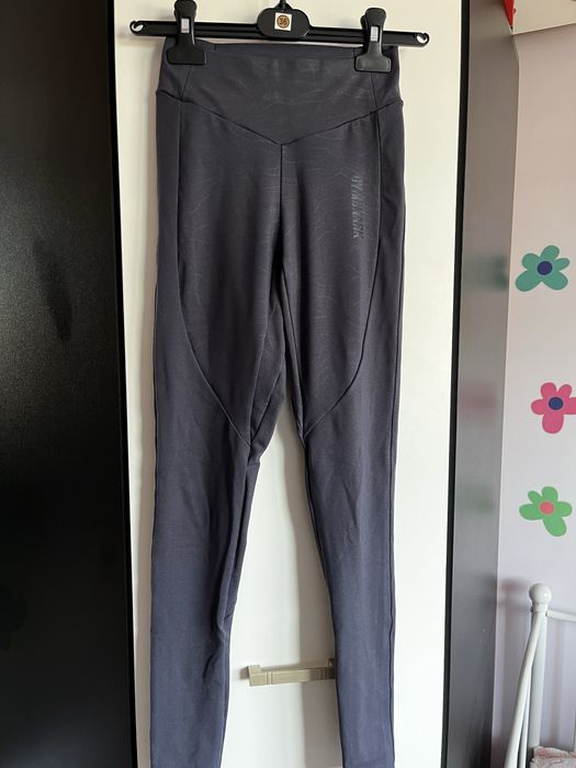 szare granatowe legginsy sportowe gymshark xs nowe silownia dlugie