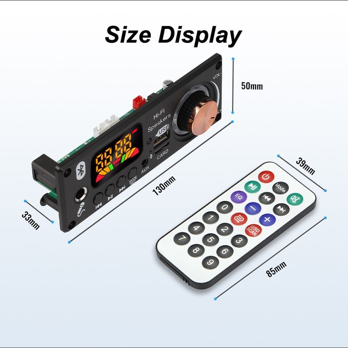 Декодер мр3, Bluetooth 5.1 FM радио, usb, плеер аудио, 12 V, микрофон