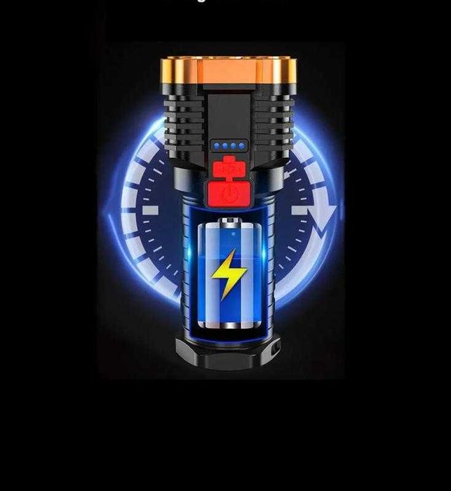 Ліхтарик тактичний, перезаряджуваний USB, супер яскравий та потужний .