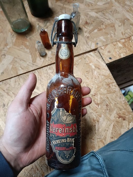 Stara butelka piwna Vereinsbrauerei Rixdorf Berlin ~1900