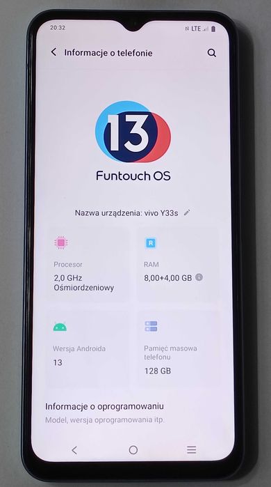 Vivo Y33s 8(+4)GB/128GB Android 13 100% sprawny zestaw +etui