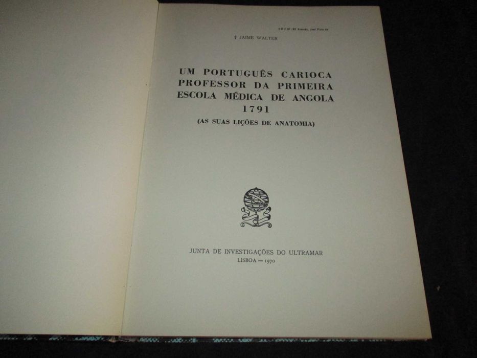 Livro Português carioca professor da escola médica de Angola 1791 ap