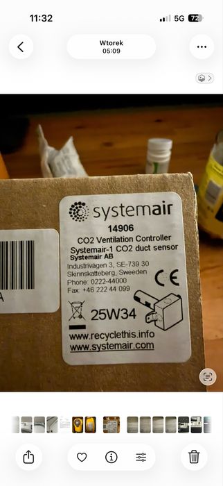 Systemair co2 ventilation controller , kanalowy czujnik Co2