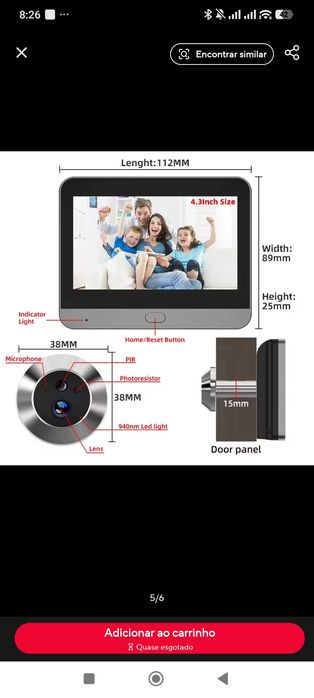 Câmera WiFi para porta