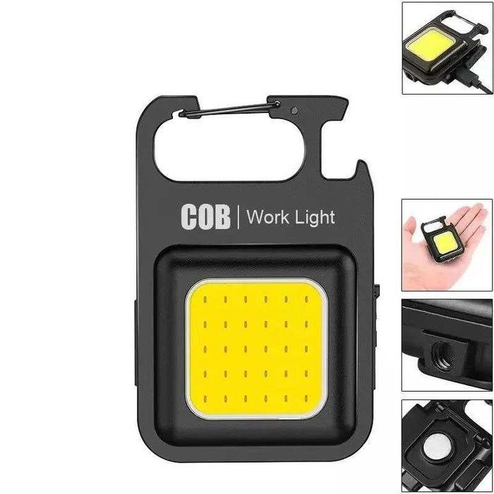 Міні LED ліхтарик брелок, з магнітом та карабіном акумуляторний 500мАг