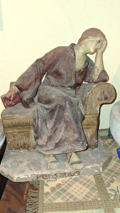 Estatueta a Pensativa rara antiga
