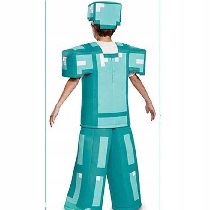 Strój przebranie Minecraft Diamentowy Steve kostium maska r.M 122/128