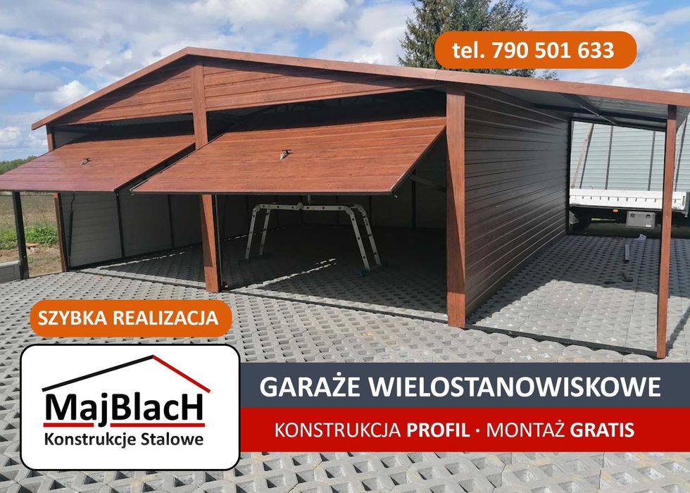 Garaż Blaszany - ZŁOTY DĄB-DREWNOPODOBNY - Garaże Blaszane -Maj-Blach