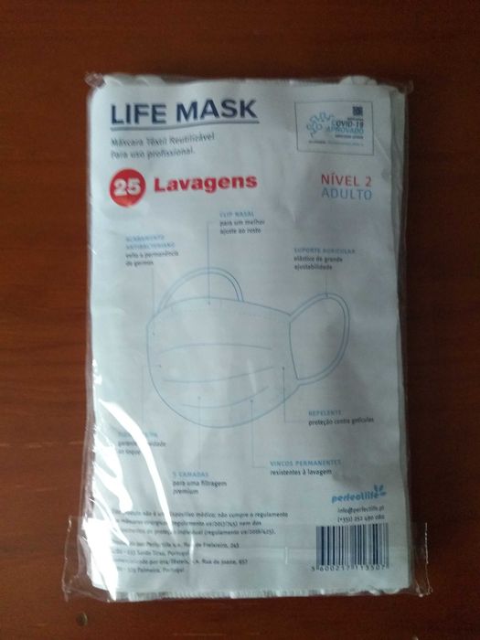 4 Máscaras Laváveis Profissionais Safe Covid 25 lavagens
