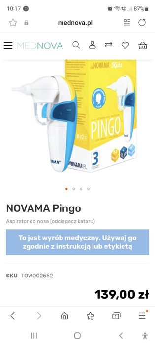 Elekrtyczny Aspirator do nosa  Pingo