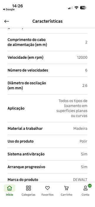 Lixadora Dewalt de 280W