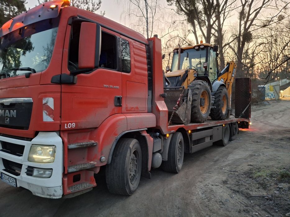 Transport laweta maszyny budowlane wozki widłowe koparki ładowarki