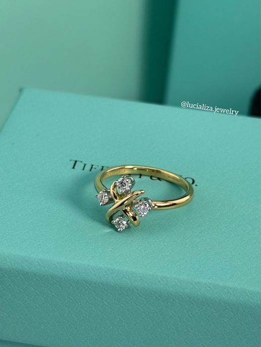 Каблучка Tiffany Оригінал Колекція Sixteen Stone з діамантами