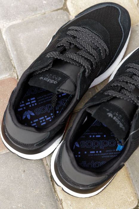 Кросівки Кроссовки Adidas Nite Jogger Black White Чёрный Белый Чорний Білий Кросовки демісезон