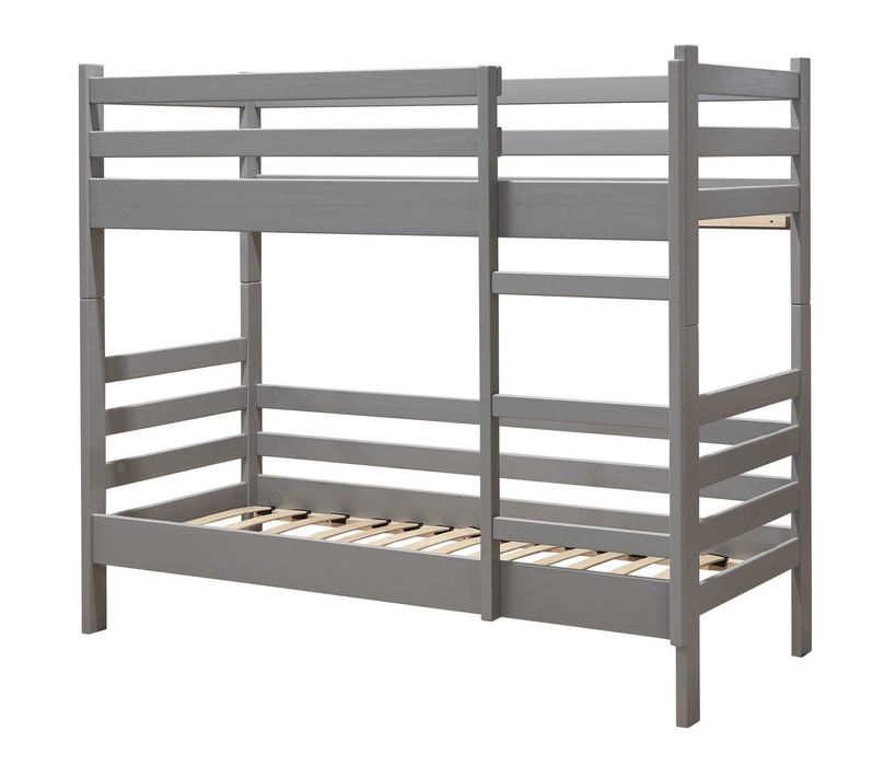 Ліжко двоярусне дерев'яне букове з ламелями двоповерхове горіх, сірий.