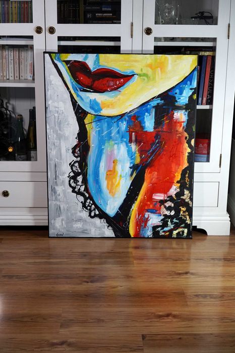 Obraz ręcznie malowany abstrakcja pop art akt akrylowy duży kolorowy