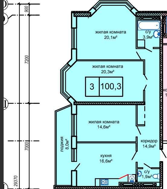 3-комнатная квартира по адресу (площадь 102,2 м²) - Atlanta.ua - фото 2
