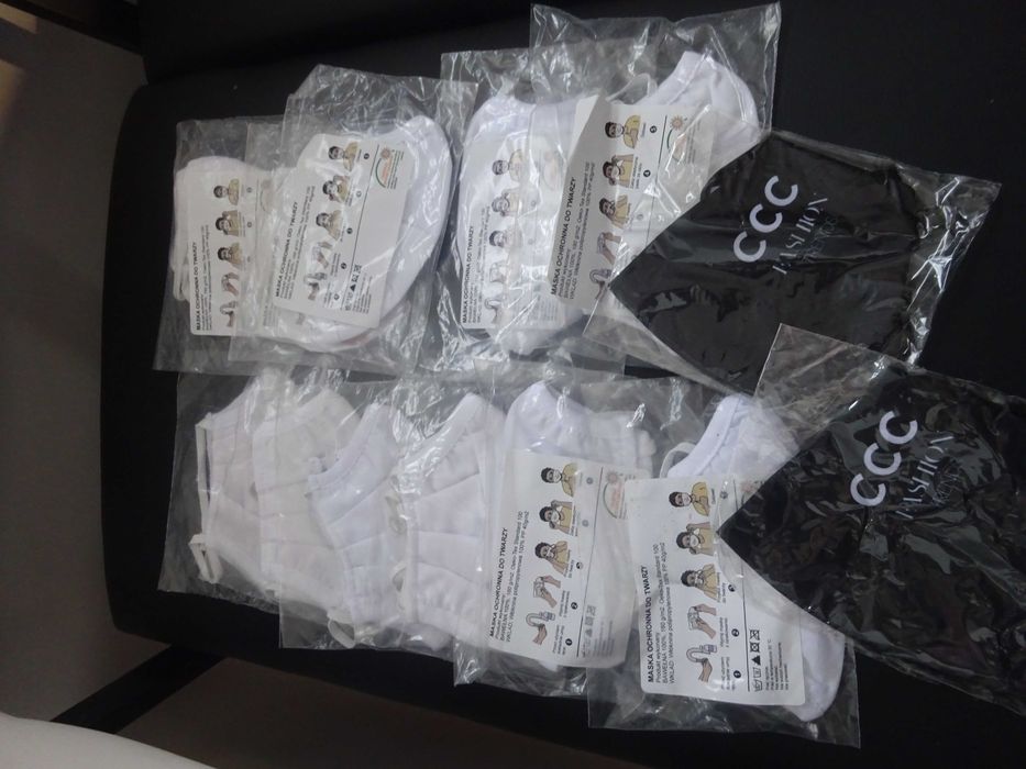 15 sztuk maseczka ochronna do twarzy bawełna 100% biała czarna nowe