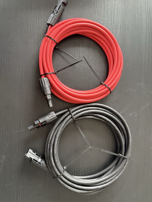 Комплект кабелів 5м для сонячних батарей 6.0мм червоний/чорний