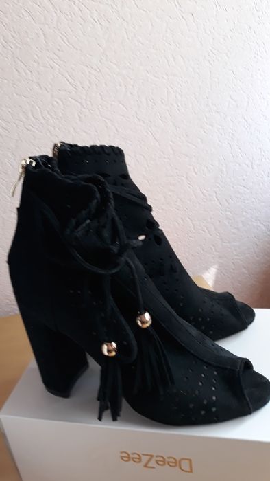 Botki czarne zamsz bez palców