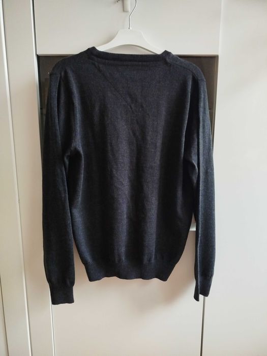 Sweter męski 100% merino czarny melanż L