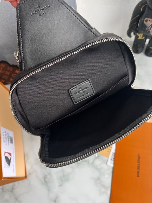 Мужская сумка слинг черная новая коллекция Louis Vuitton Slingbag avenue з NFC чіпом | чоловіча сумка слінг LV