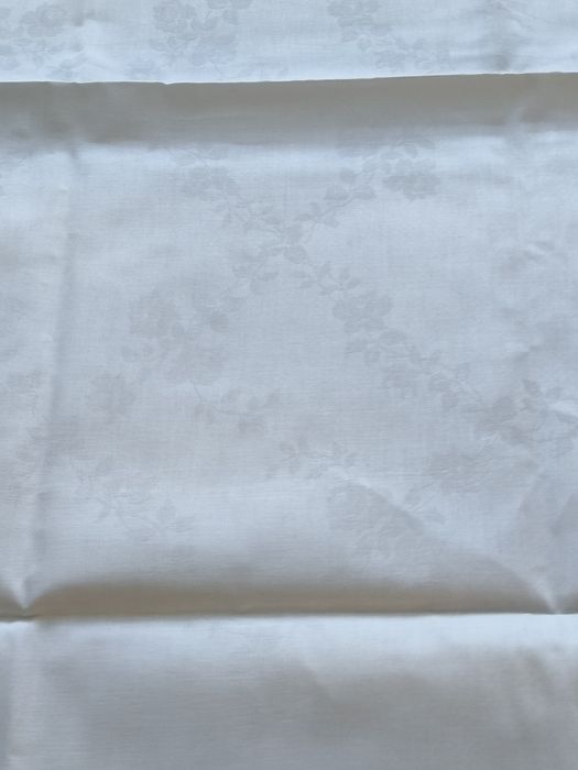 Stary elegancki biały obrus PRL włókno naturalne ²¹¹
