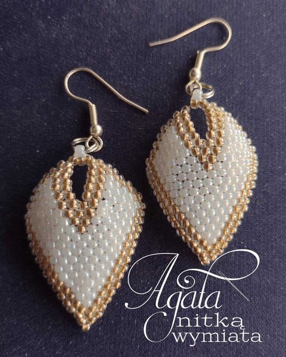 Kolczyki łezka biało złota