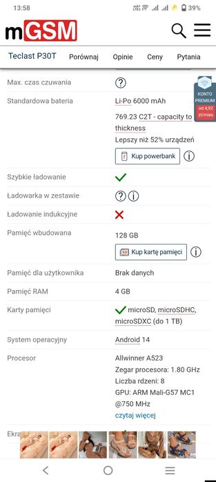Tablet TECLAST P30T 128 GB