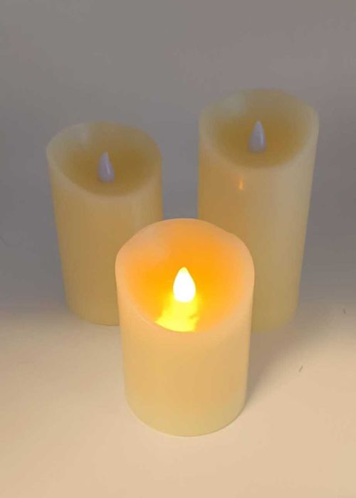 Świece LED woskowe 3 szt. migoczący płomień 10–15 cm