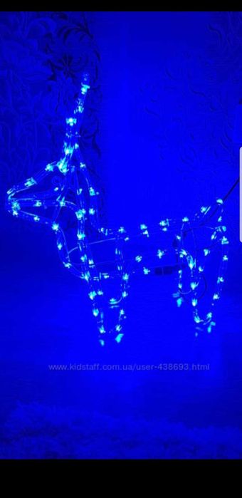 Новогодняя Гирлянда Олень 50х43х22 см. Голубой цвет.