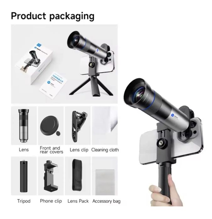 Телеобʼєктив, телескоп, лінза Martvsen 28Х, з штативом та пультом