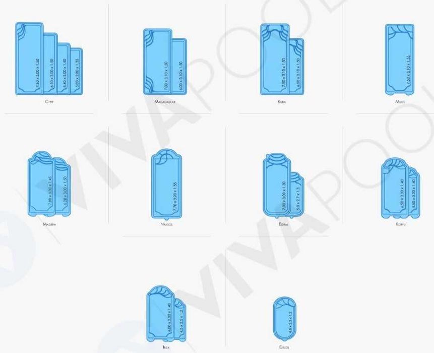 Basen z osprzętem PLUS KEFALINA 9,50 x 3,70 wkopywany poliestrowy