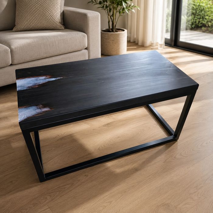 Stolik kawowy z żywicą epoksydową – buk 100x50 cm