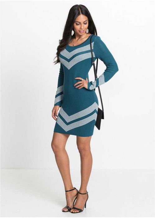 Śliczna Zielona Sukienka Wiskoza Ołówkowa Wygodna 32-34 S-XS Bon Prix