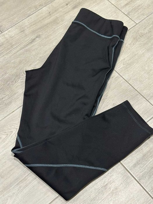 ZARA legginsy damskie XL czarne z niebieskim przeszyciem sportowe