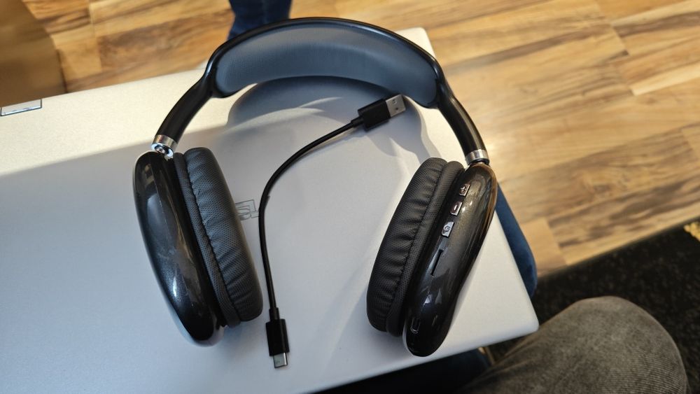 Słuchawki nauszne Bluetooth microSD AUX bezprzewodowe kabel USB