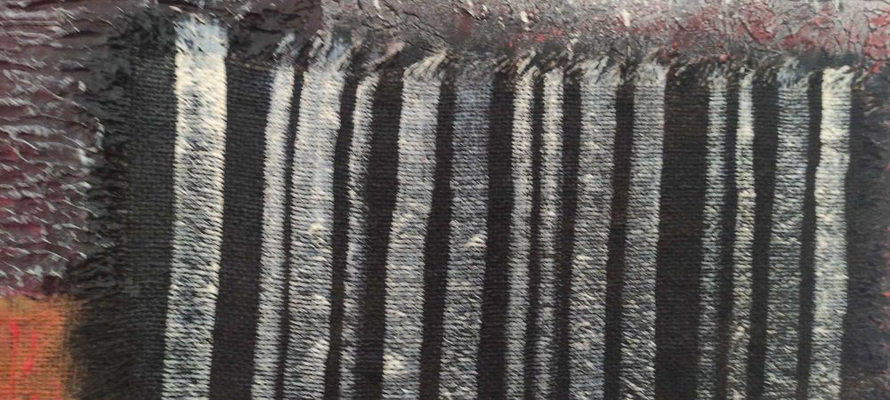 Quadro 100x70 cm em tela com colagem de tecidos cores de outono.